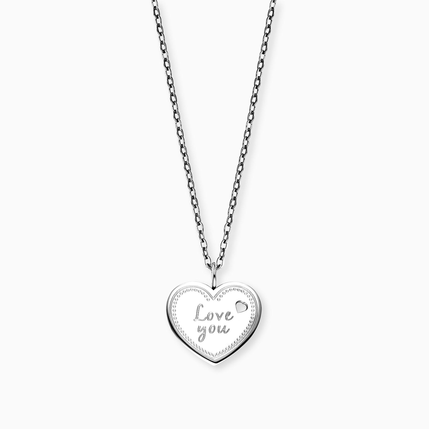 Greeting card Love You with necklace stainless steel silver