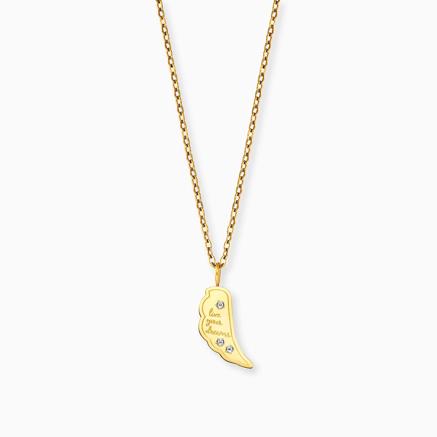 Grußkarte Live Your Dream mit Halskette Edelstahl Gold