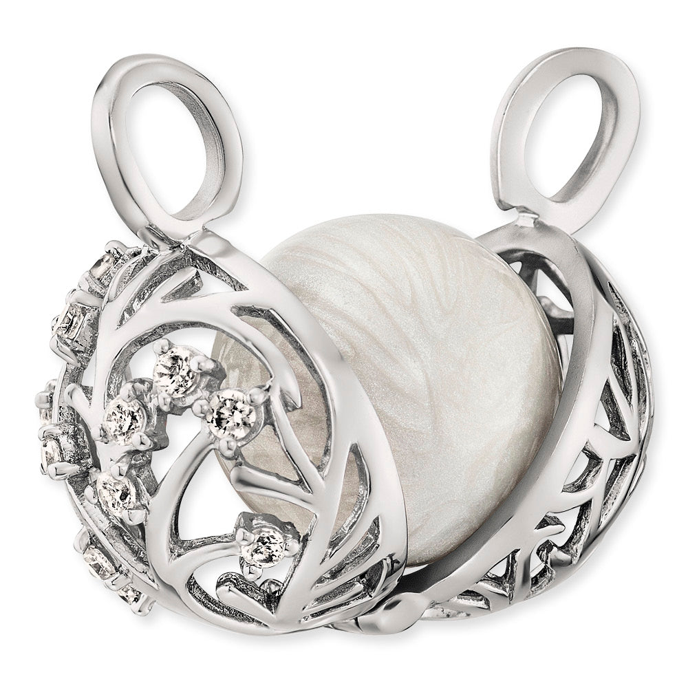 Pendant 925 silver Bloom sound chime white with multicolor zirconia