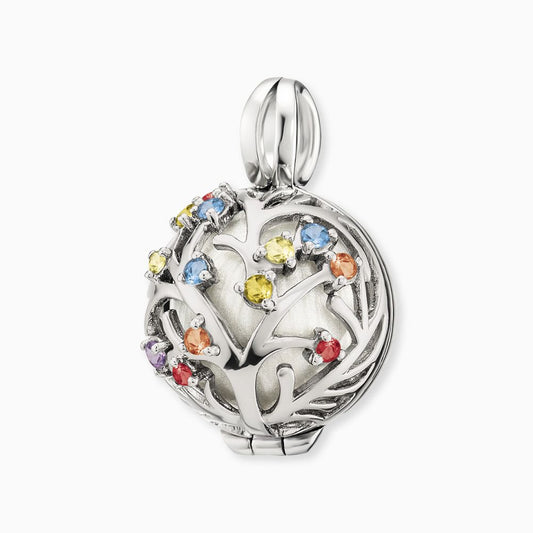 Pendant 925 silver Bloom sound chime white with multicolor zirconia