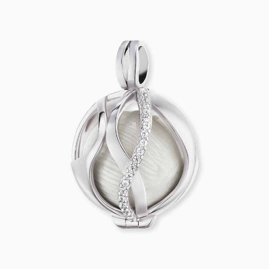 Pendant 925 silver Paradise chime ball white with zirconia