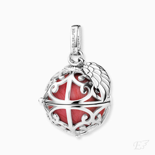 Anhänger 925er Silber Engelsrufer Flügel mit Klangkugel Perlmutt Rot
