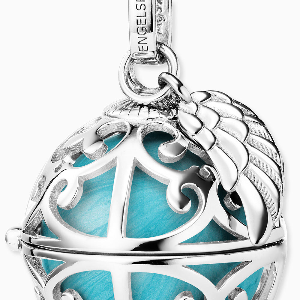 Engelsrufer women's pendant silver with wings and sound ball in mother-of-pearl color in turquoise