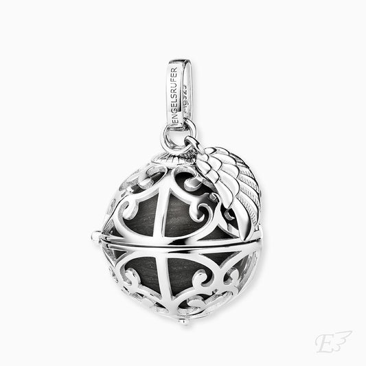 Anhänger 925er Silber Engelsrufer Flügel mit Klangkugel Perlmutt Grau