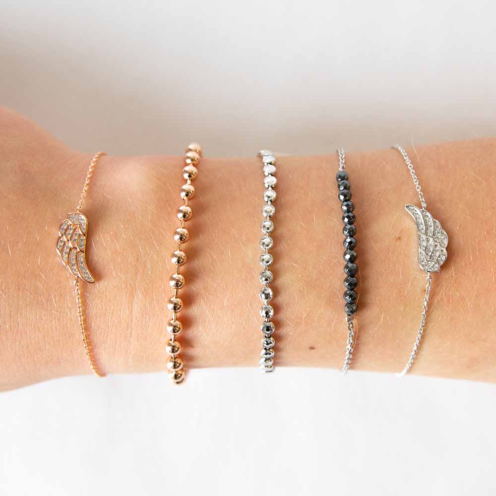 Engelsrufer silver bracelet with black spinel beads