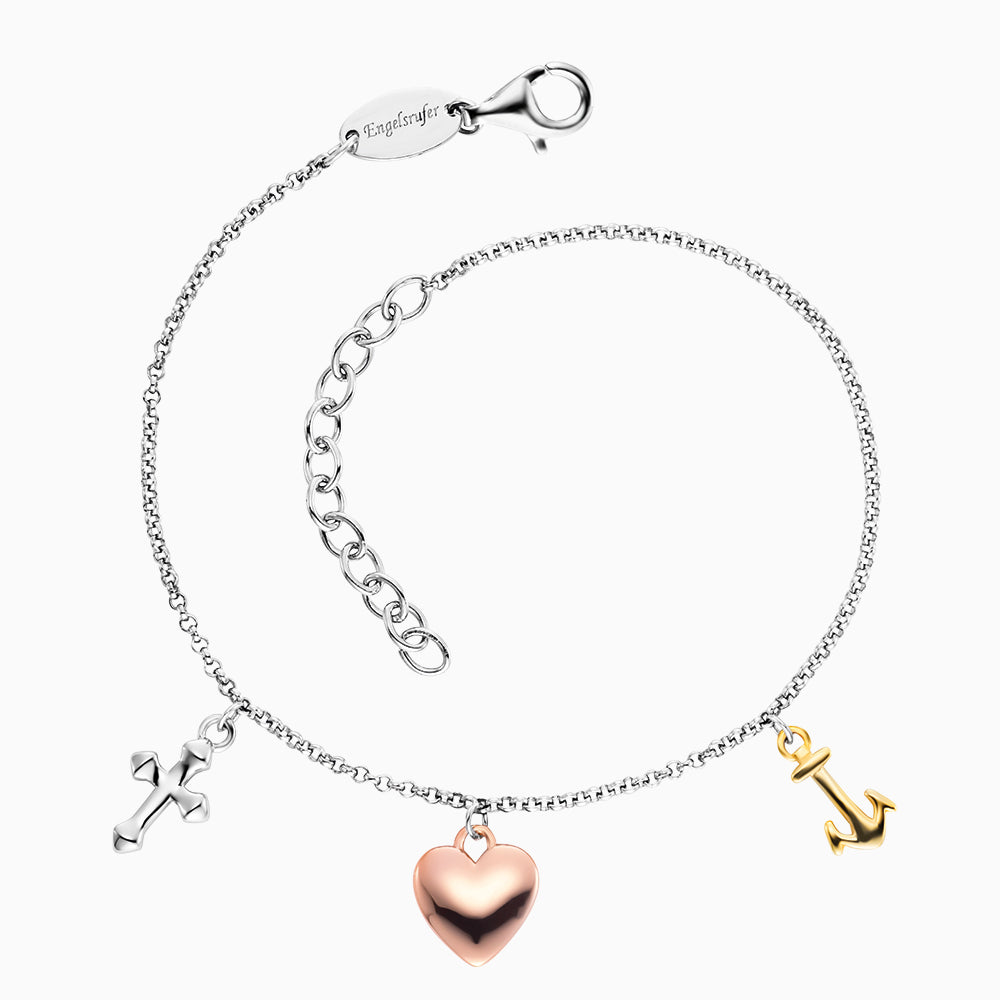 Armband 925er Silber Glaube Liebe Hoffnung Tricolor