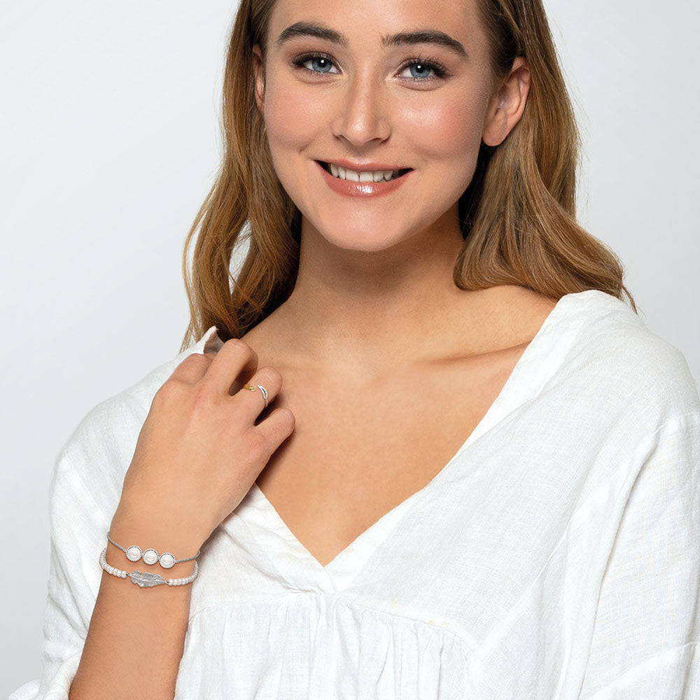 Armband 925er Silber mit Muschelkernperlen