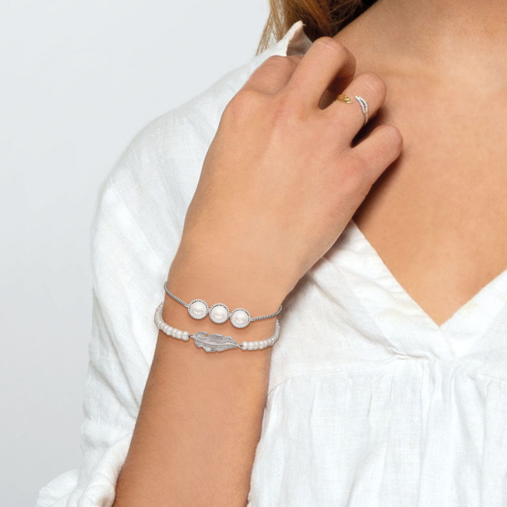 Armband 925er Silber mit Muschelkernperlen