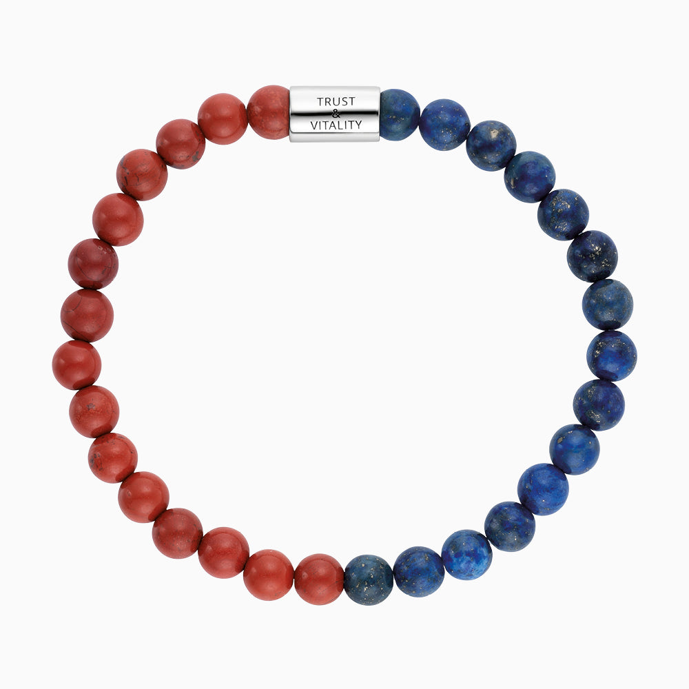 Engelsrufer ladies stretch bracelet with jewelry engraving silver red jasper and lapis lazuli stone - S / M