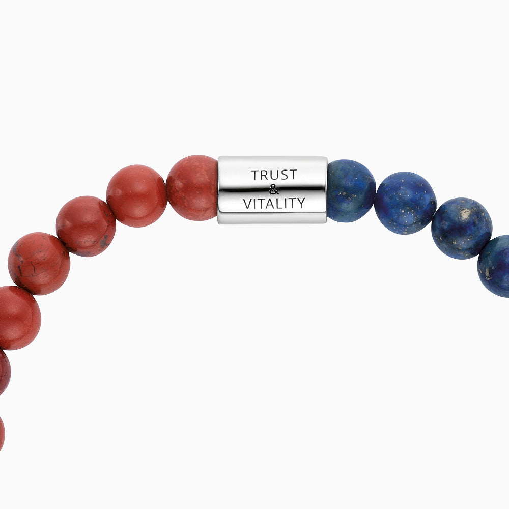 Engelsrufer ladies stretch bracelet with jewelry engraving silver red jasper and lapis lazuli stone - S / M