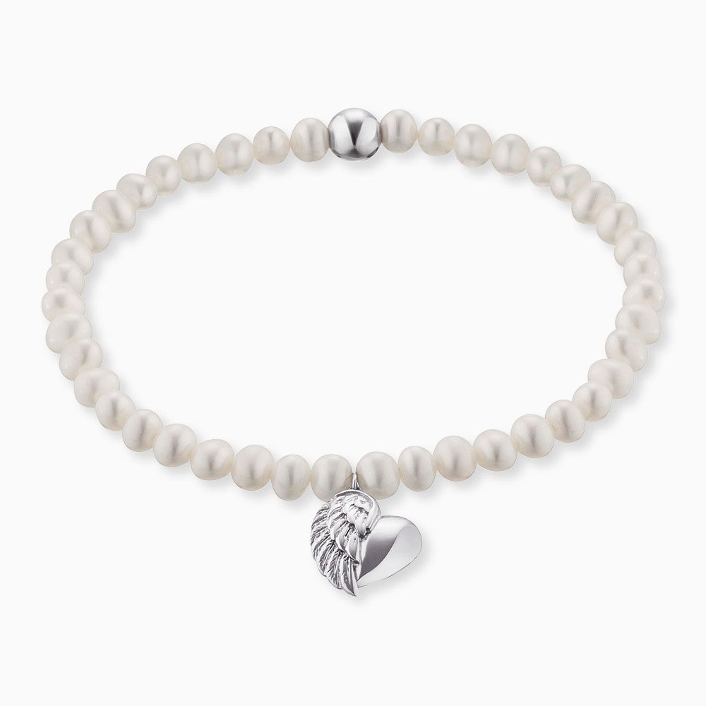 Engelsrufer women's bracelet silver pendant heart wings and freshwater pearls