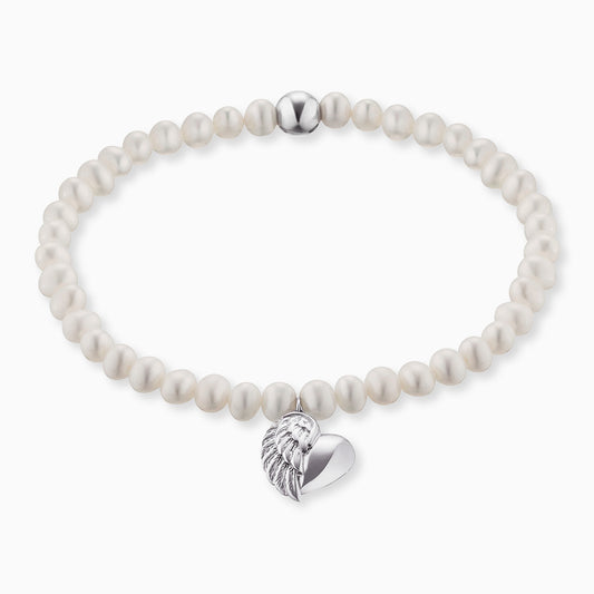 Armband 925er Silber Herzflügel mit Süßwasserperlen
