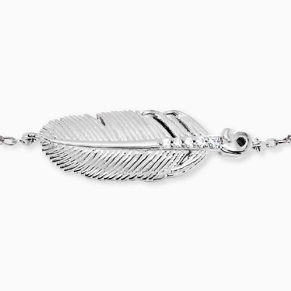 Armband 925er Silber Feder mit Zirkonia