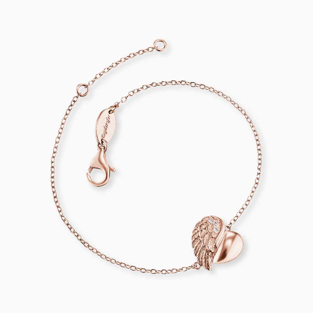 Bracelet 925 silver heart wings with zirconia