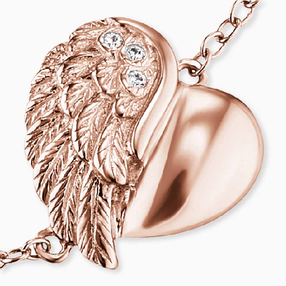 Bracelet 925 silver heart wings with zirconia