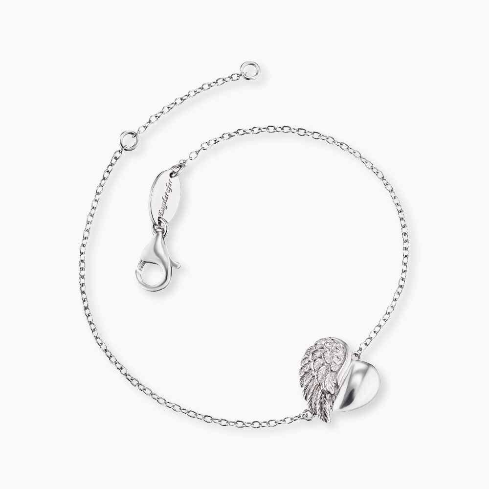 Bracelet 925 silver heart wings with zirconia