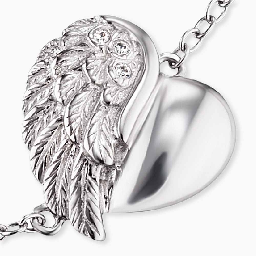 Bracelet 925 silver heart wings with zirconia