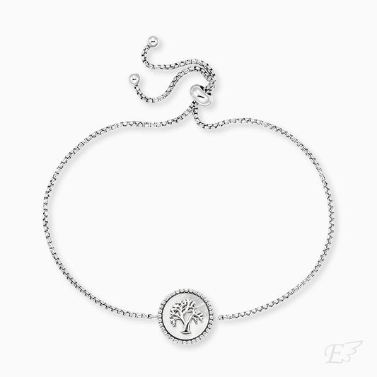 Engelsrufer Armband in silber mit Lebensbaum auf weißem Perlmutt