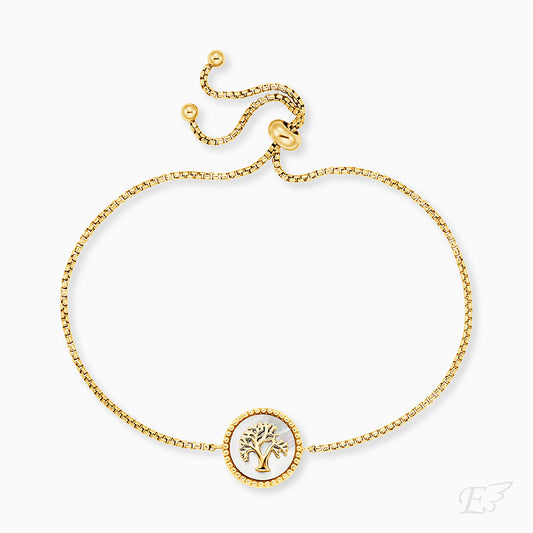 Armband 925er Silber Lebensbaum Gold Perlmutt Weiß