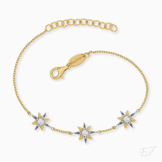 Bracelet 925 silver star bicolor gold with zirconia