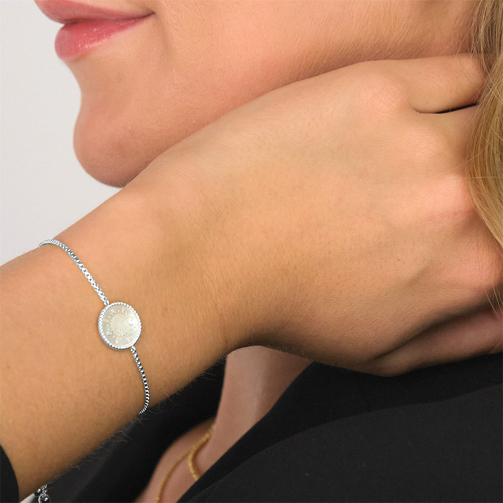 Armband 925er Silber Kompass Perlmutt Weiß