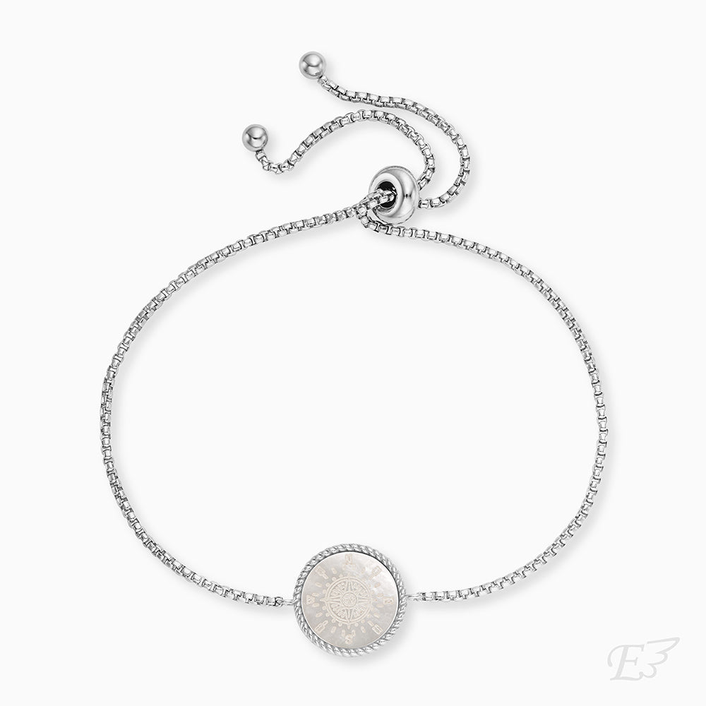 Armband 925er Silber Kompass Perlmutt Weiß