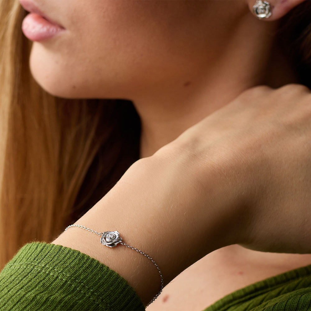 Armband 925er Silber Rose mit Zirkonia