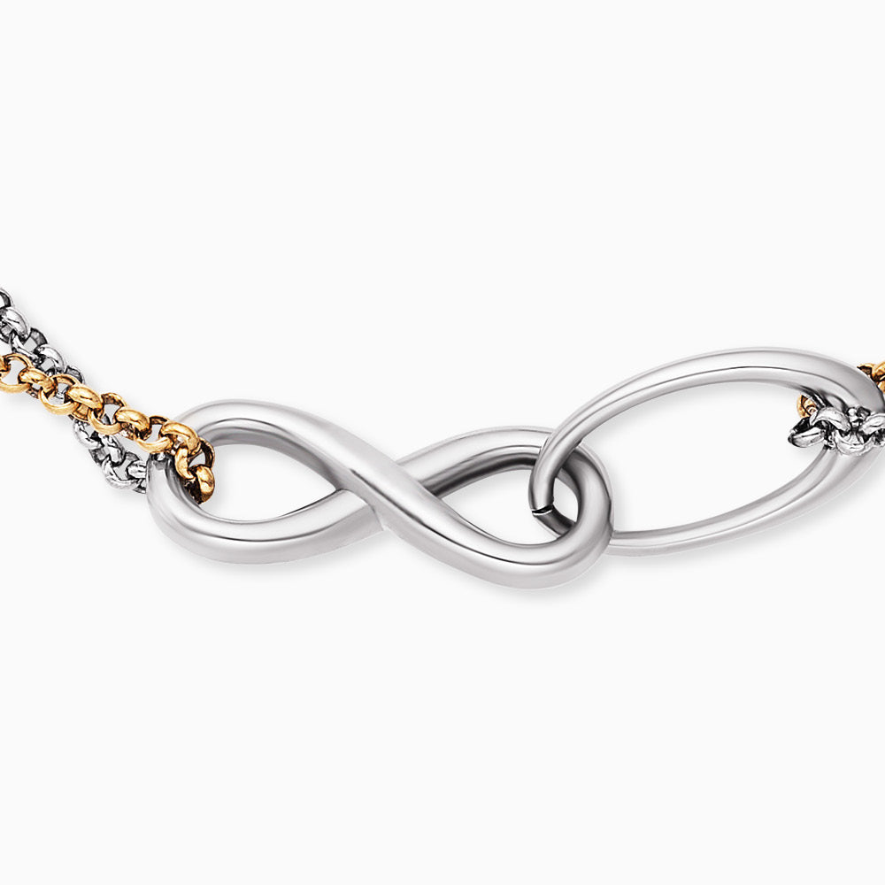 Duo 2 in 1: Armband Edelstahl BOHO Infinity Bicolor