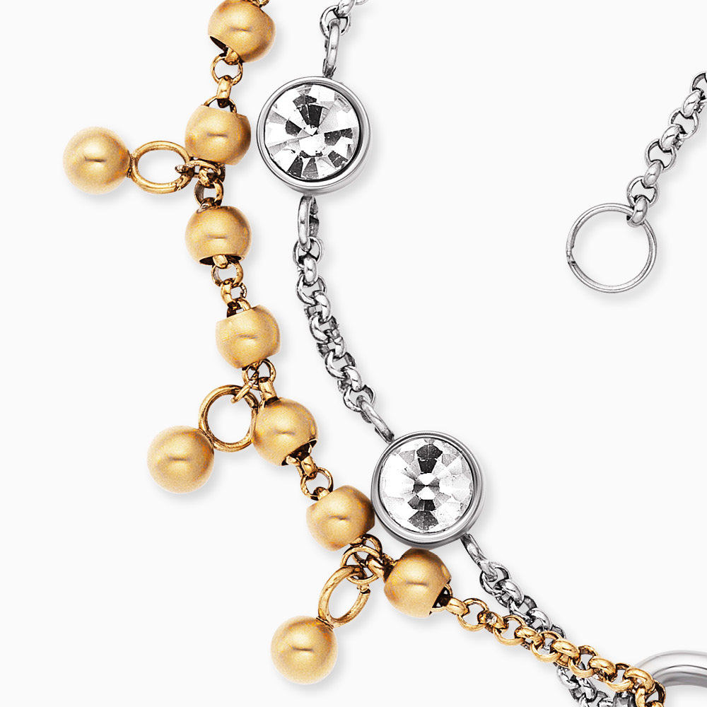 Duo 2 in 1: Armband Edelstahl BOHO Infinity Bicolor