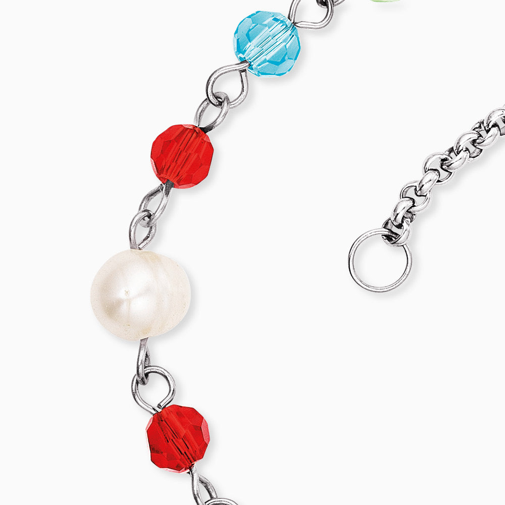 Duo 2 in 1: Armband Edelstahl BOHO Lebensblume mit Zirkonia Multicolor