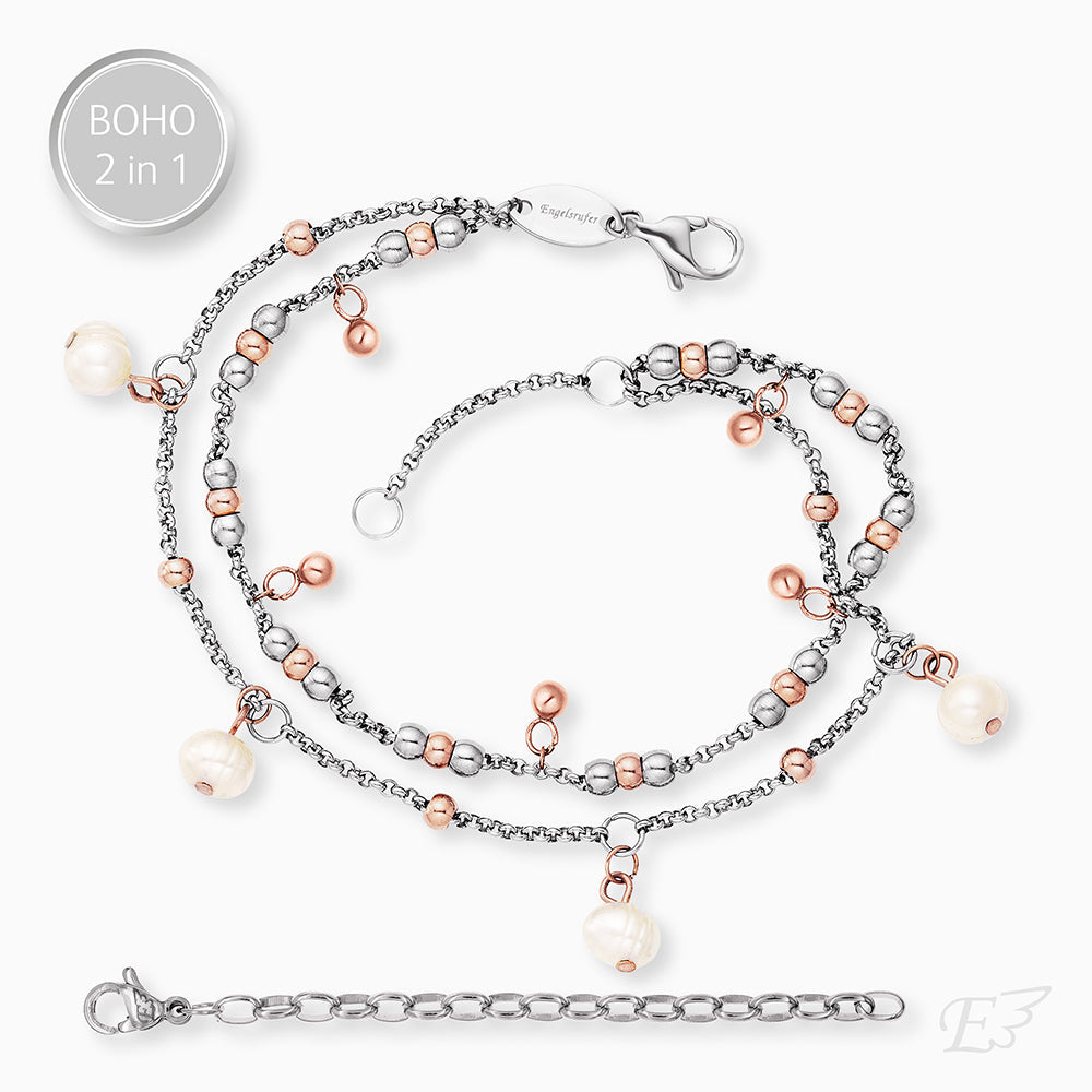 Schmuck-Set: Duo Armband und Halskette mit Perlen
