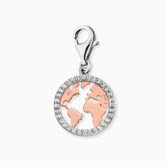 Engelsrufer Damen-Charm Welt silber & rosé mit Zirkoniasteinen