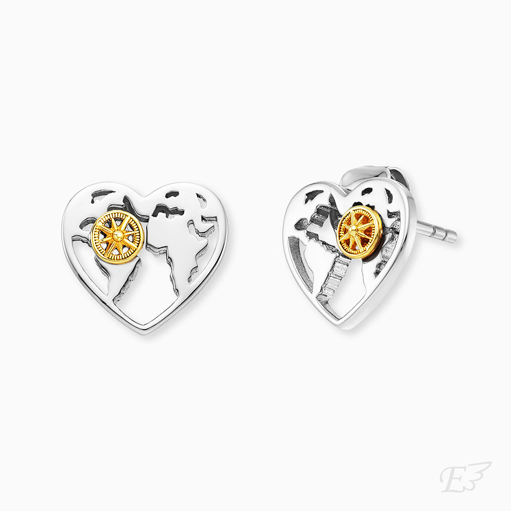 Ohrstecker 925er Silber Aloha Herz Bicolor Gold