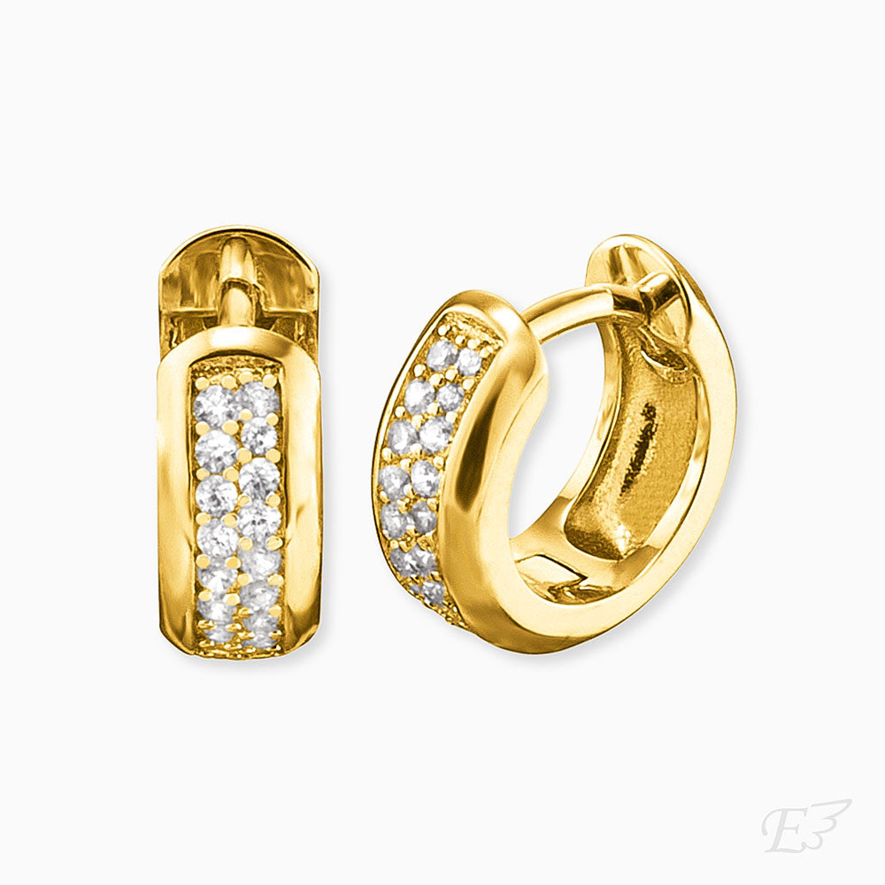 Engelsrufer women's hoop earrings sterling silver gold-plated Anna with zirconia stones