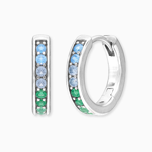 Hoop earrings 925 silver rainbow with zirconia multicolor