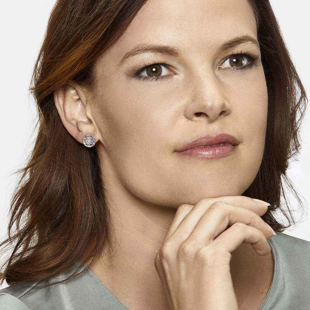 Engelsrufer earrings flower of life women's silver multicolor with zirconia
