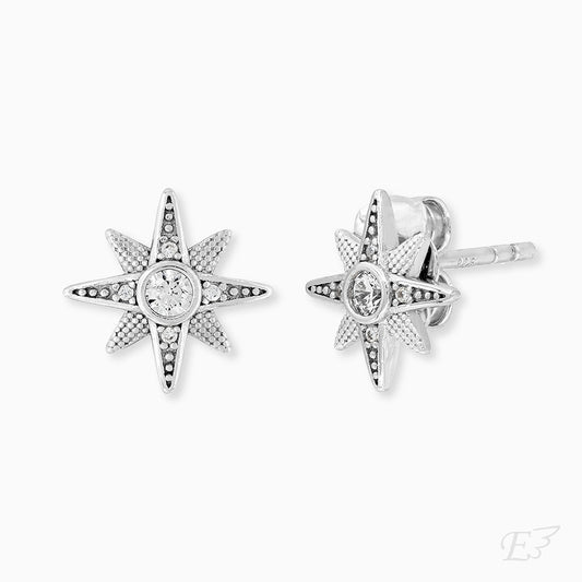 Stud earrings 925 silver star with zirconia