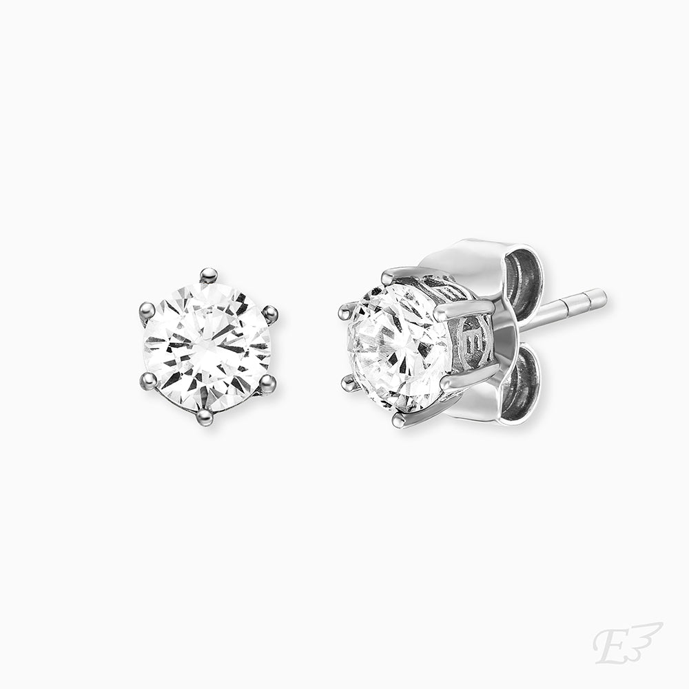 Stud earrings 925 silver shiny with zirconia 5mm