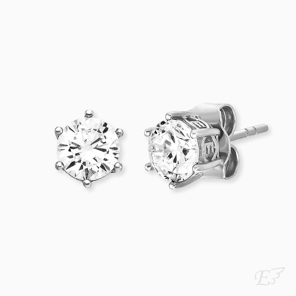 Ohrstecker 925er Silber Shiny mit Zirkonia 6mm
