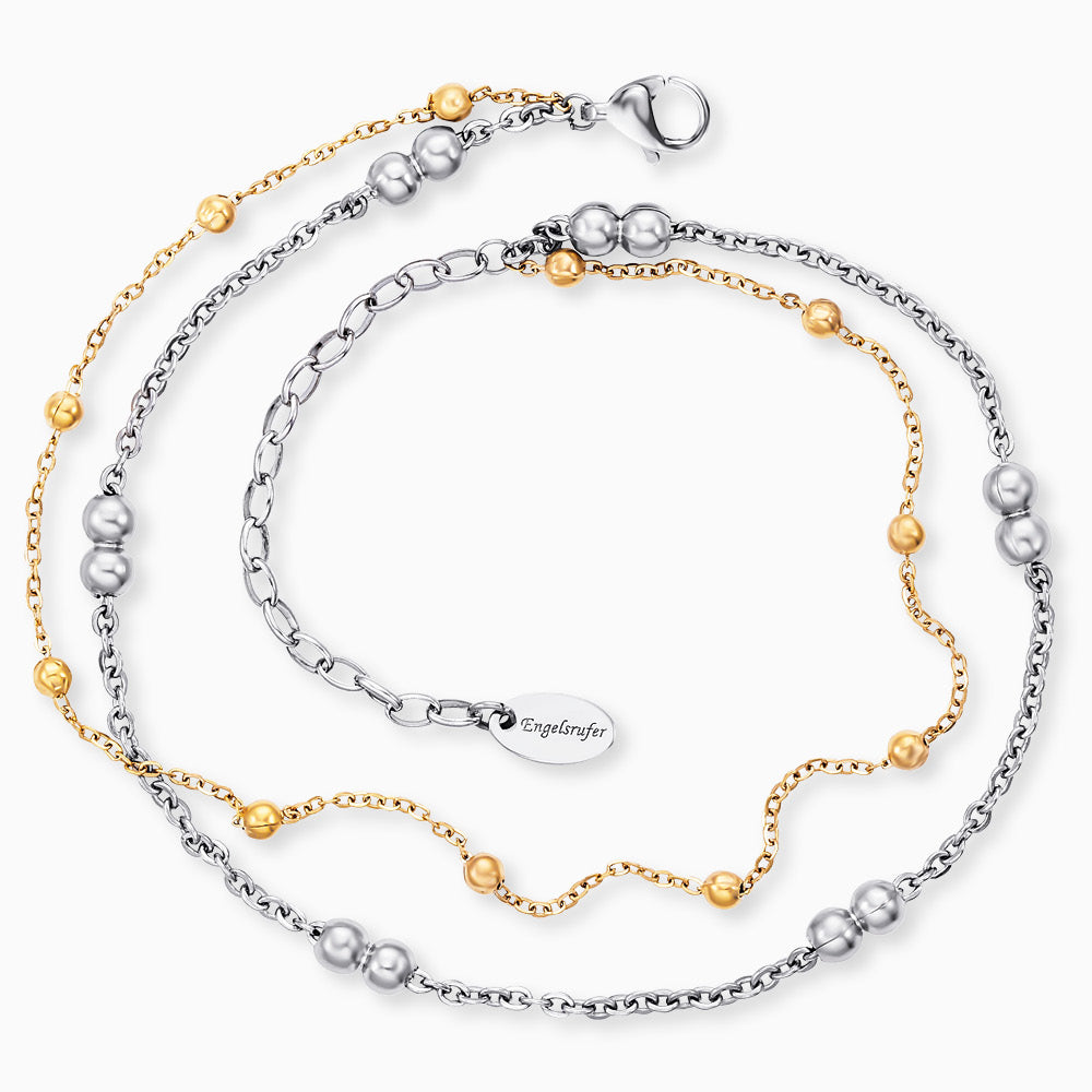 Fußkette Edelstahl Bicolor mit Perlen