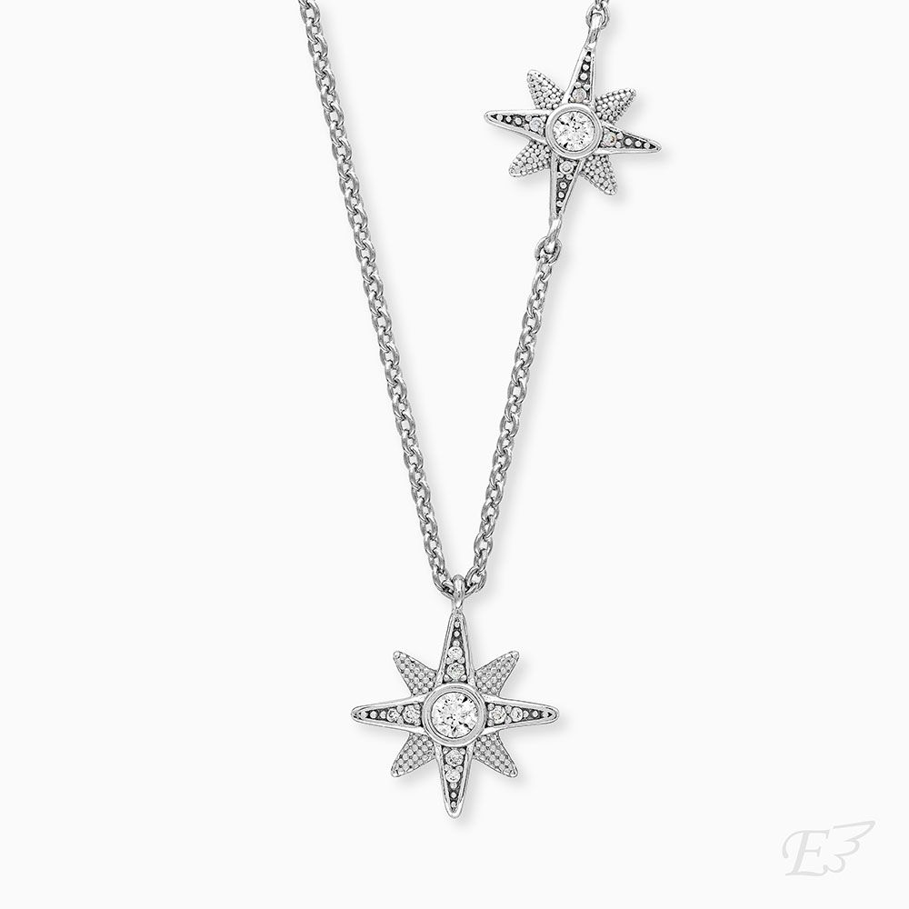 Necklace 925 silver stars with zirconia