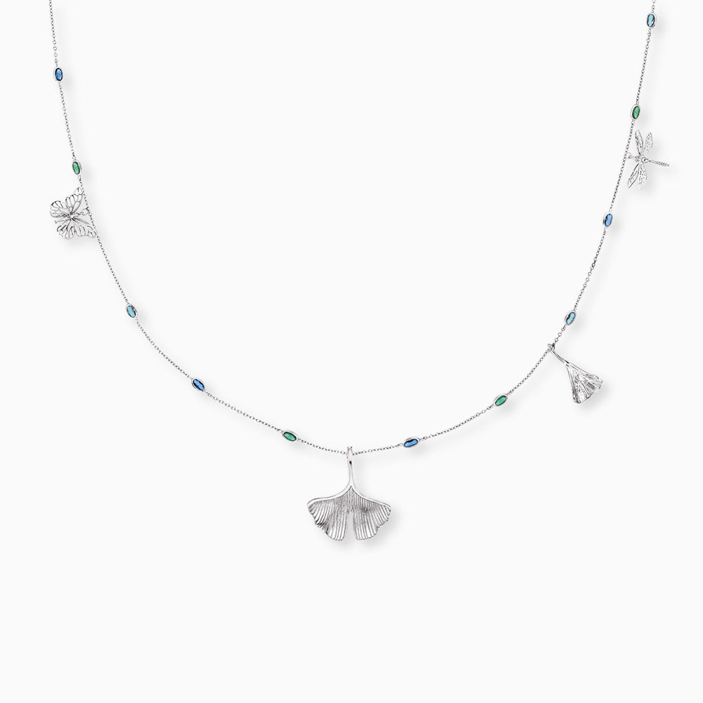 Halskette 925er Silber Joy Nature mit Zirkonia Multicolor 80 cm