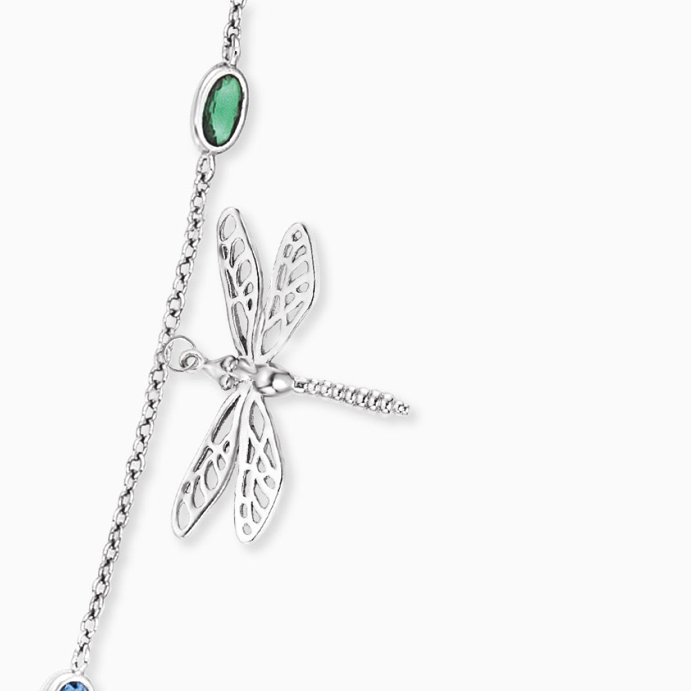 Halskette 925er Silber Joy Nature mit Zirkonia Multicolor 80 cm