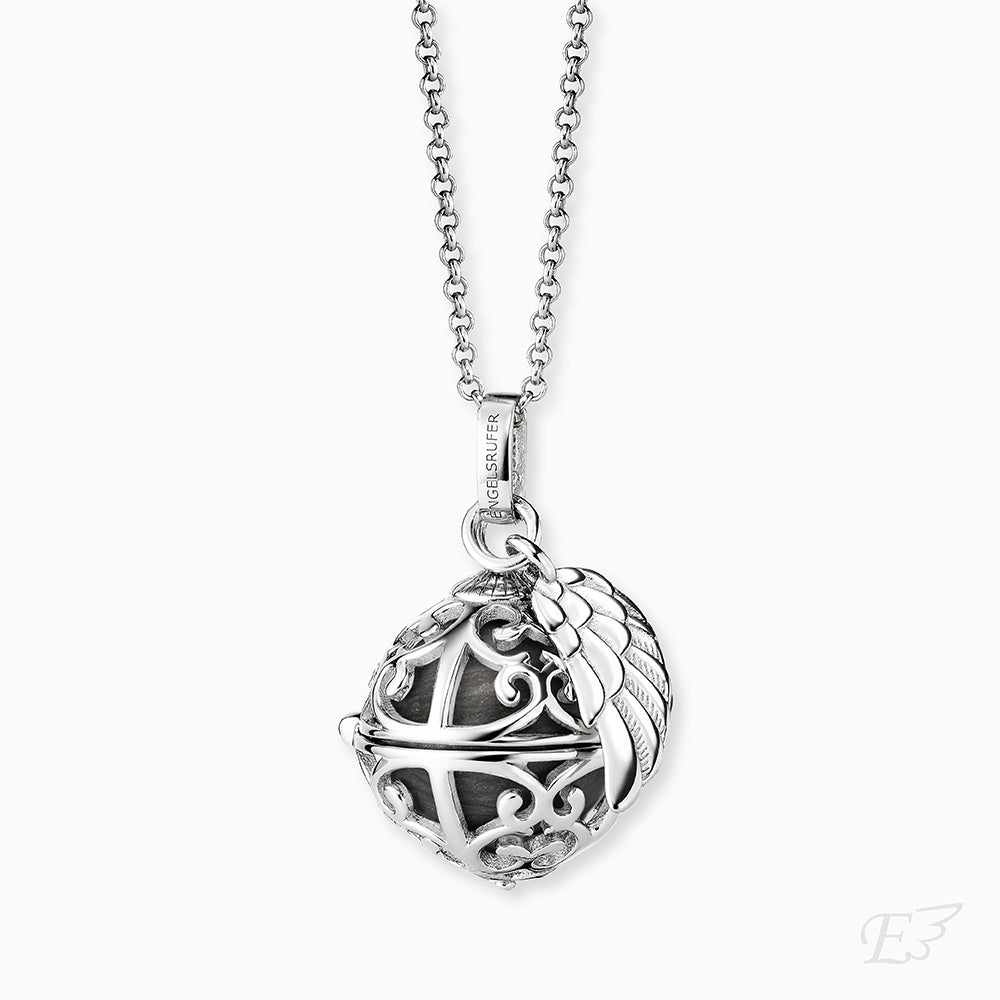 Halskette 925er Silber Engelsrufer mit Klangkugel Grau Größe XS