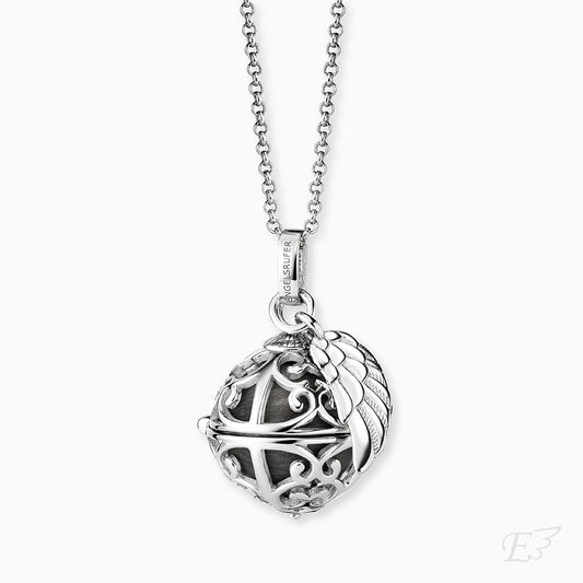 Halskette 925er Silber Engelsrufer mit Klangkugel Grau Größe XS