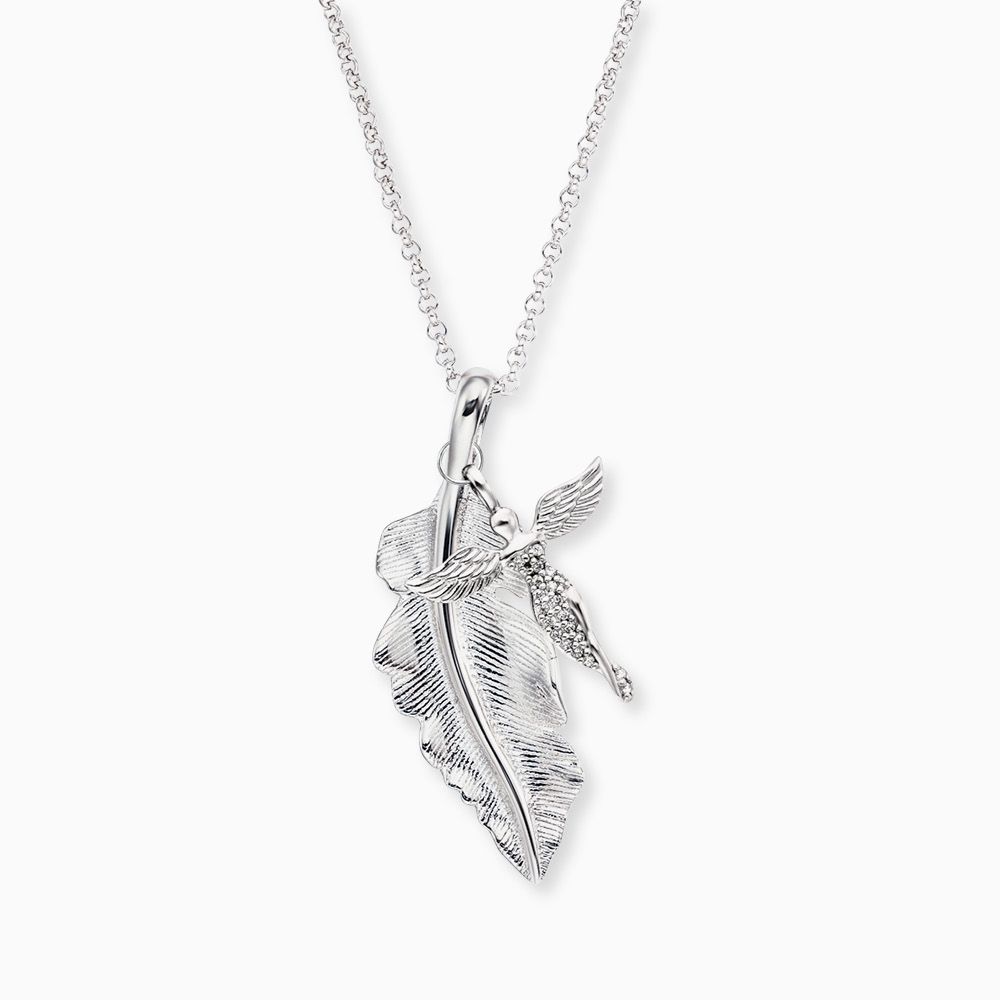 Halskette 925er Silber Schutzengel Feder