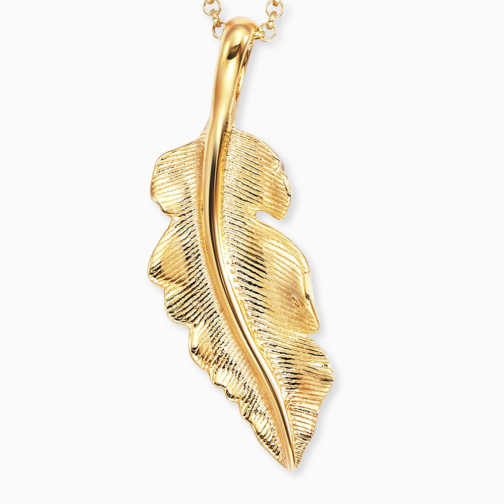 Engelsrufer women's gold necklace with feather pendant