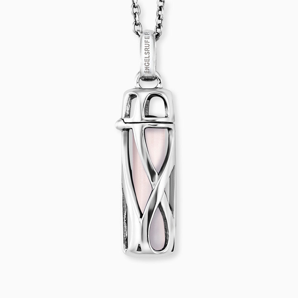 Halskette 925er Silber Powerful Stone mit Kraftstein Rosenquarz Größe S