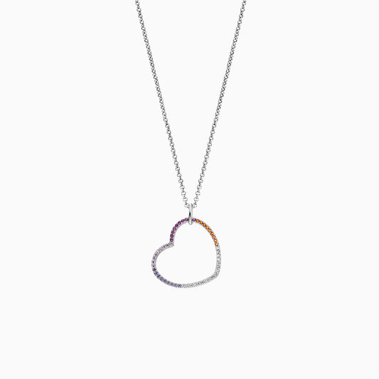 Engelsrufer women's necklace with rainbow heart pendant and multicolored zirconia