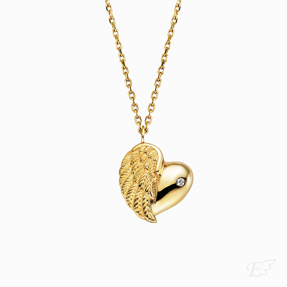 Halskette 375er Gold Herzflügel mit Diamant
